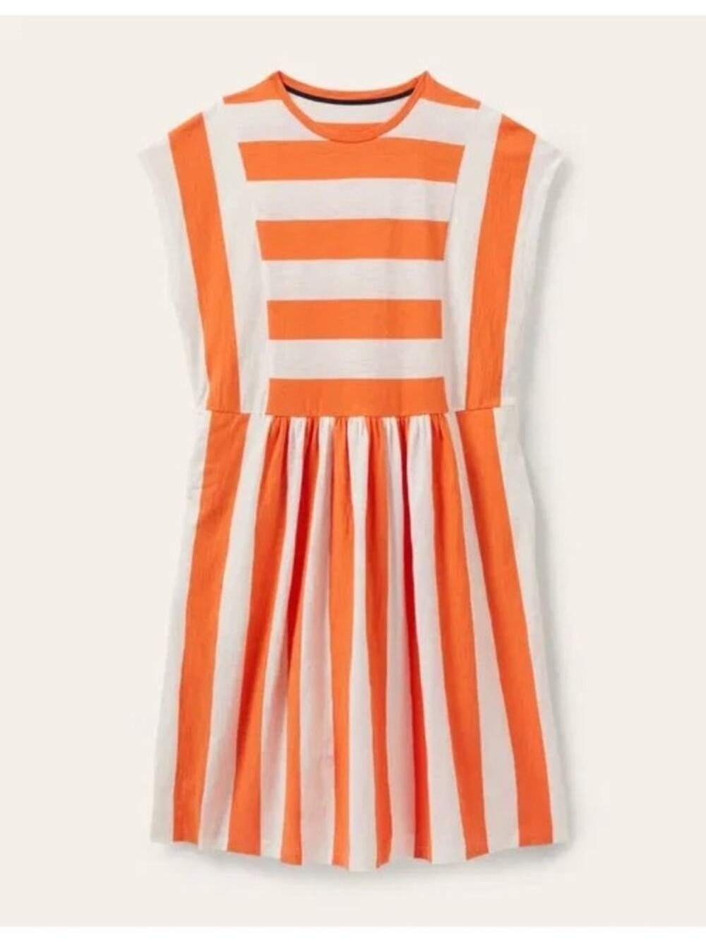 Boden Orange and White Striped Short-Sleeve Dress 8r new color block jersey - Picture 2 of 6